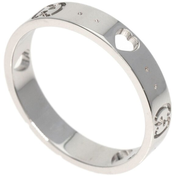 GUCCI White Gold Band Ring #17 18K Size 8 - Picture 1 of 11